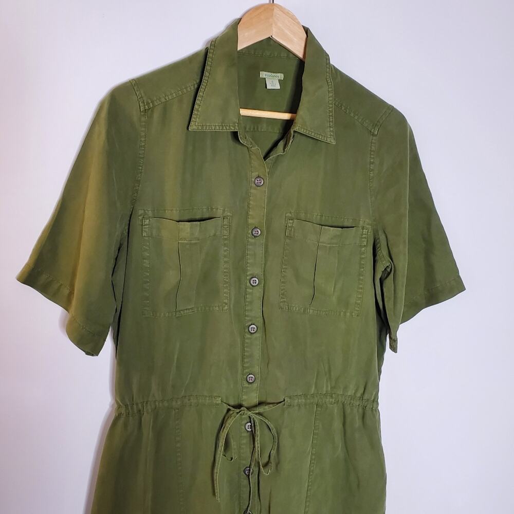 Sundance Green Button Front Drawstring Waist 100%… - image 2